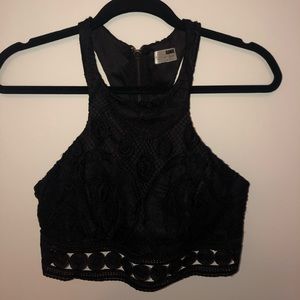 Black lace crop top